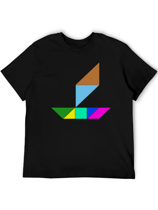 Tangram Boat Graphic Tee - Stylish Geometric Design