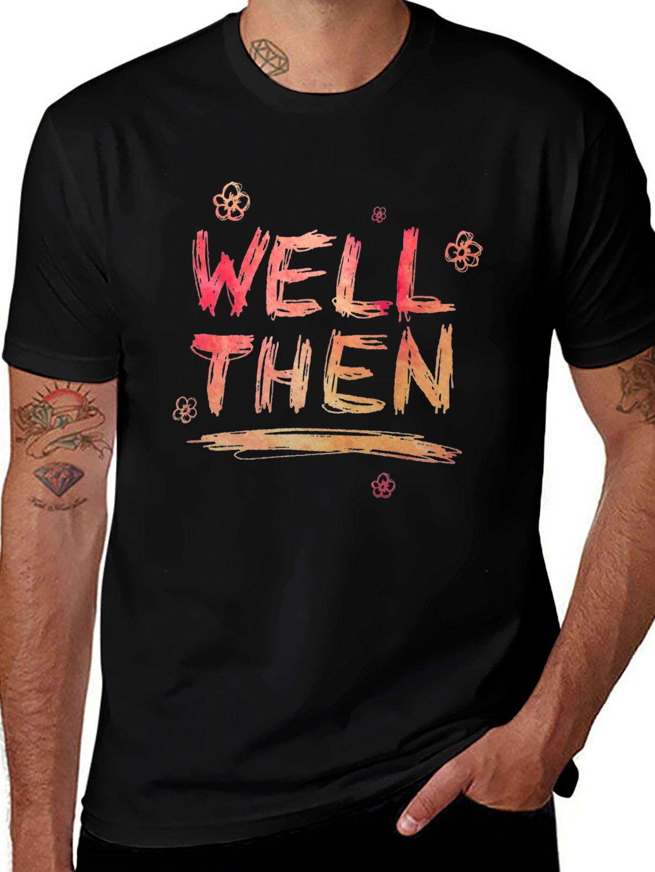 Well Then Graphic Print Black Tee
