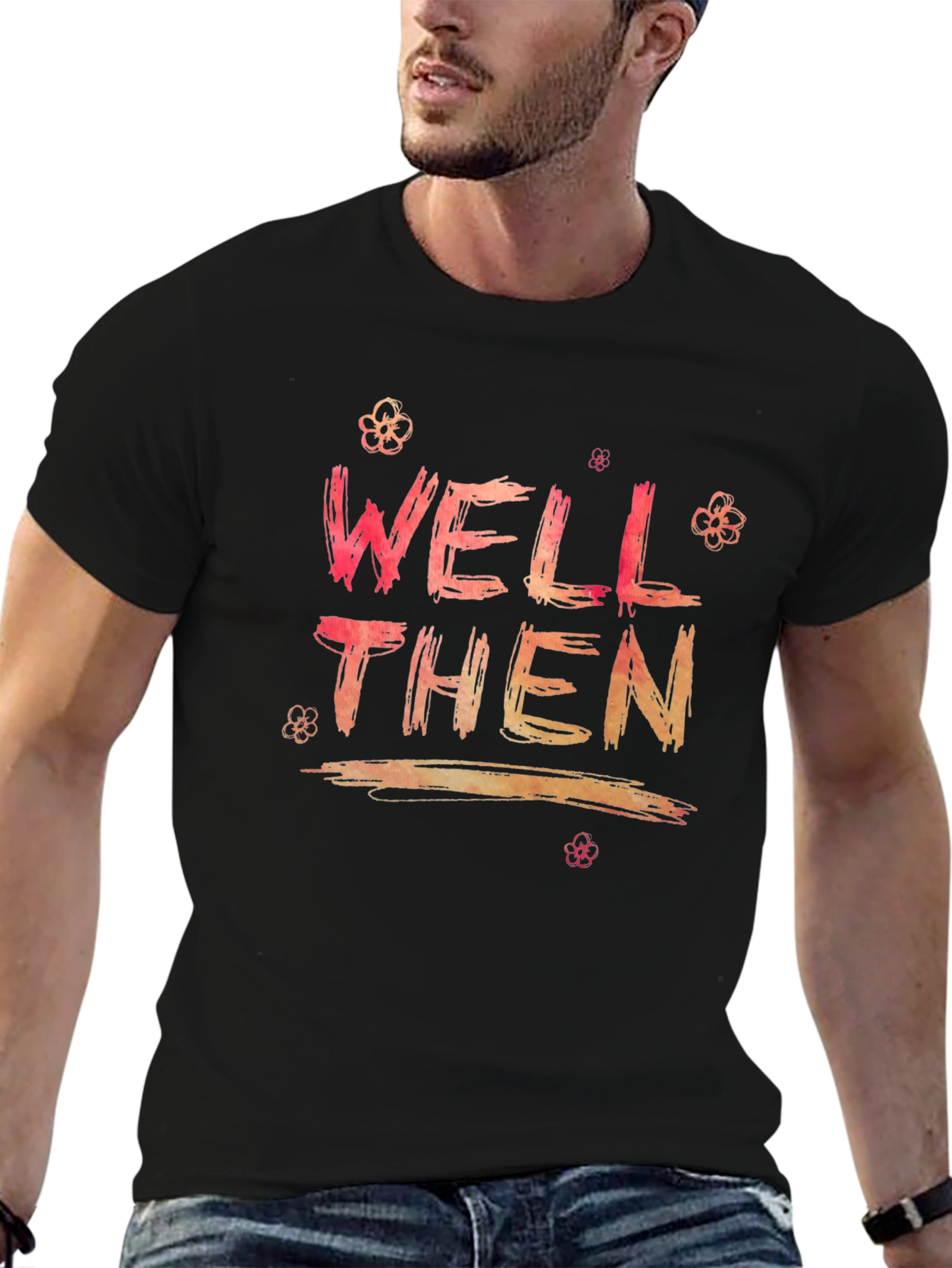 Well Then Graphic Print Black Tee