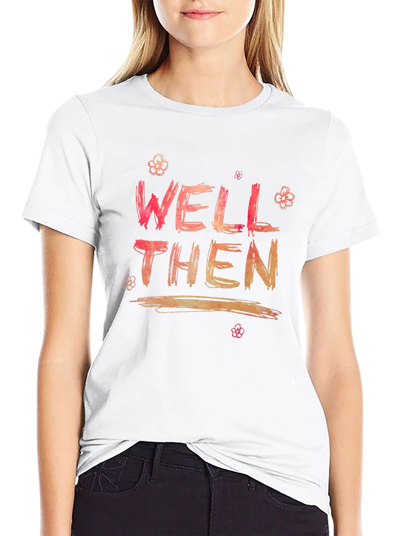 Well Then Graphic Print Black Tee