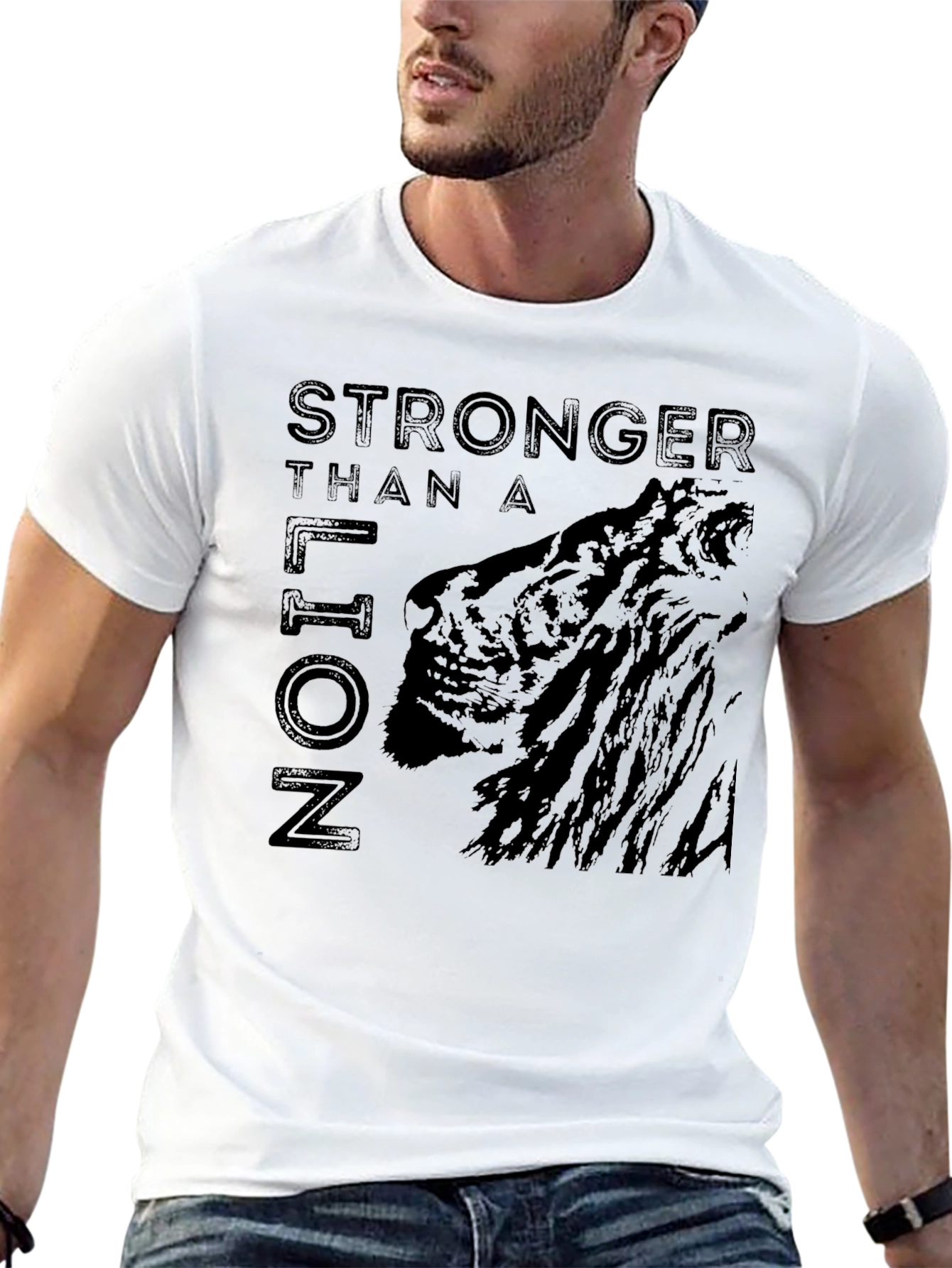 Stronger Than A Lion Graphic Print Tee