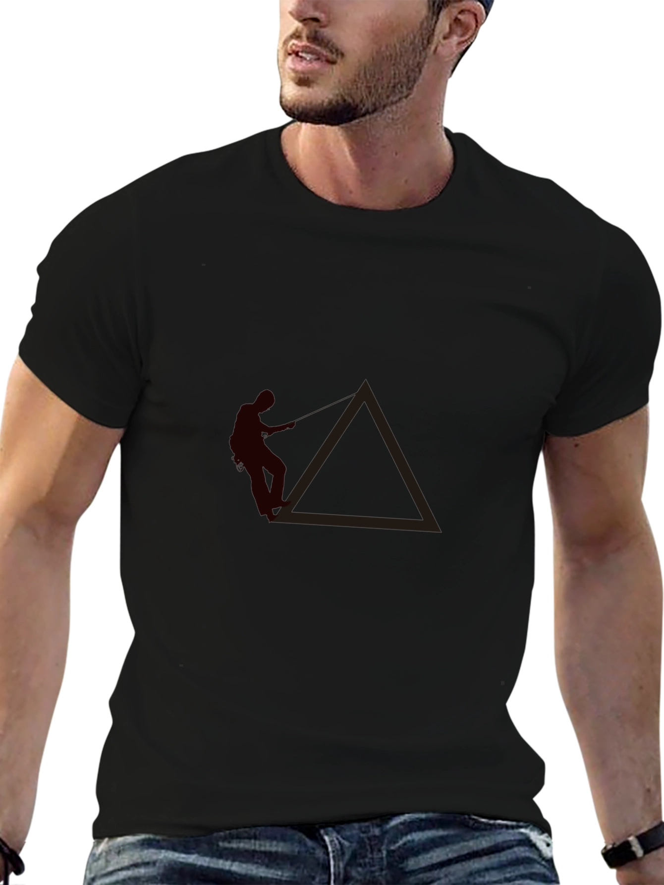 Mens Graphic Tee - Skateboarder Triangle Design