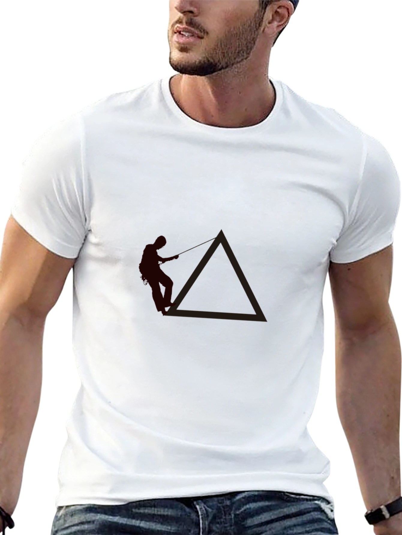 Mens Graphic Tee - Skateboarder Triangle Design