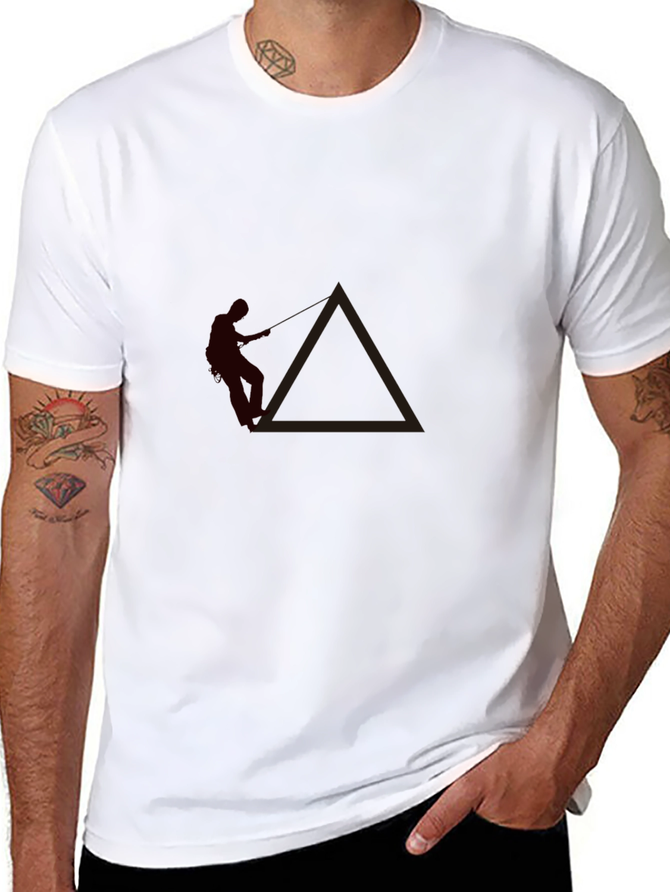 Mens Graphic Tee - Skateboarder Triangle Design