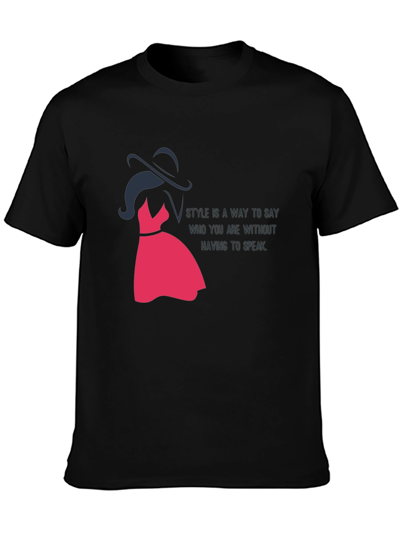 Stylish Black T-Shirt with Fashion Illustration