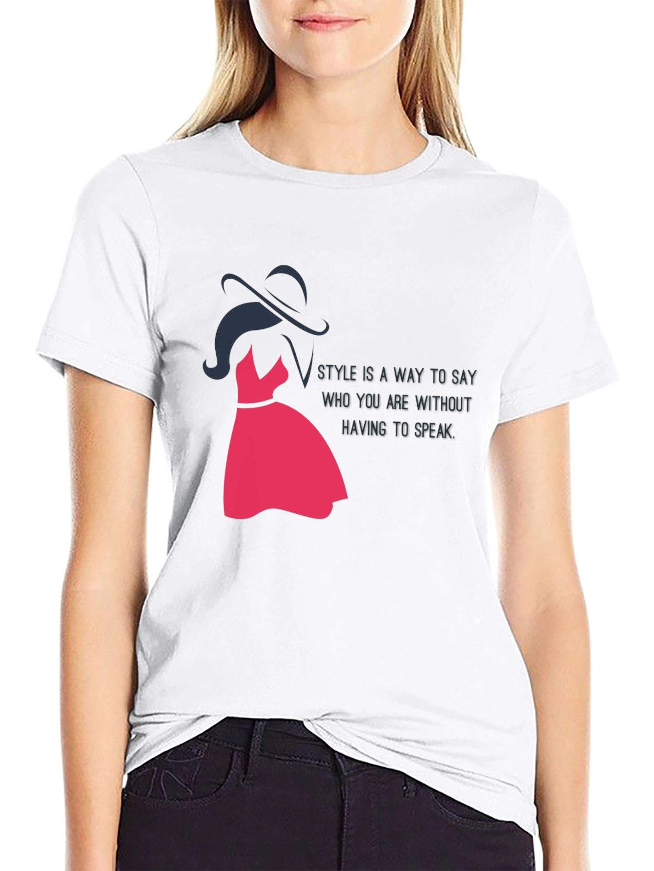 Stylish Black T-Shirt with Fashion Illustration