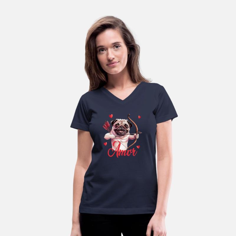 Amor Cupid Pug with Bow and Hearts