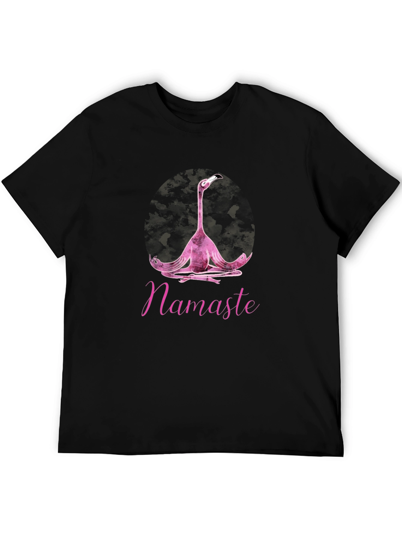 Namaste Yoga Flamingo T-Shirt - Black Cotton Tee