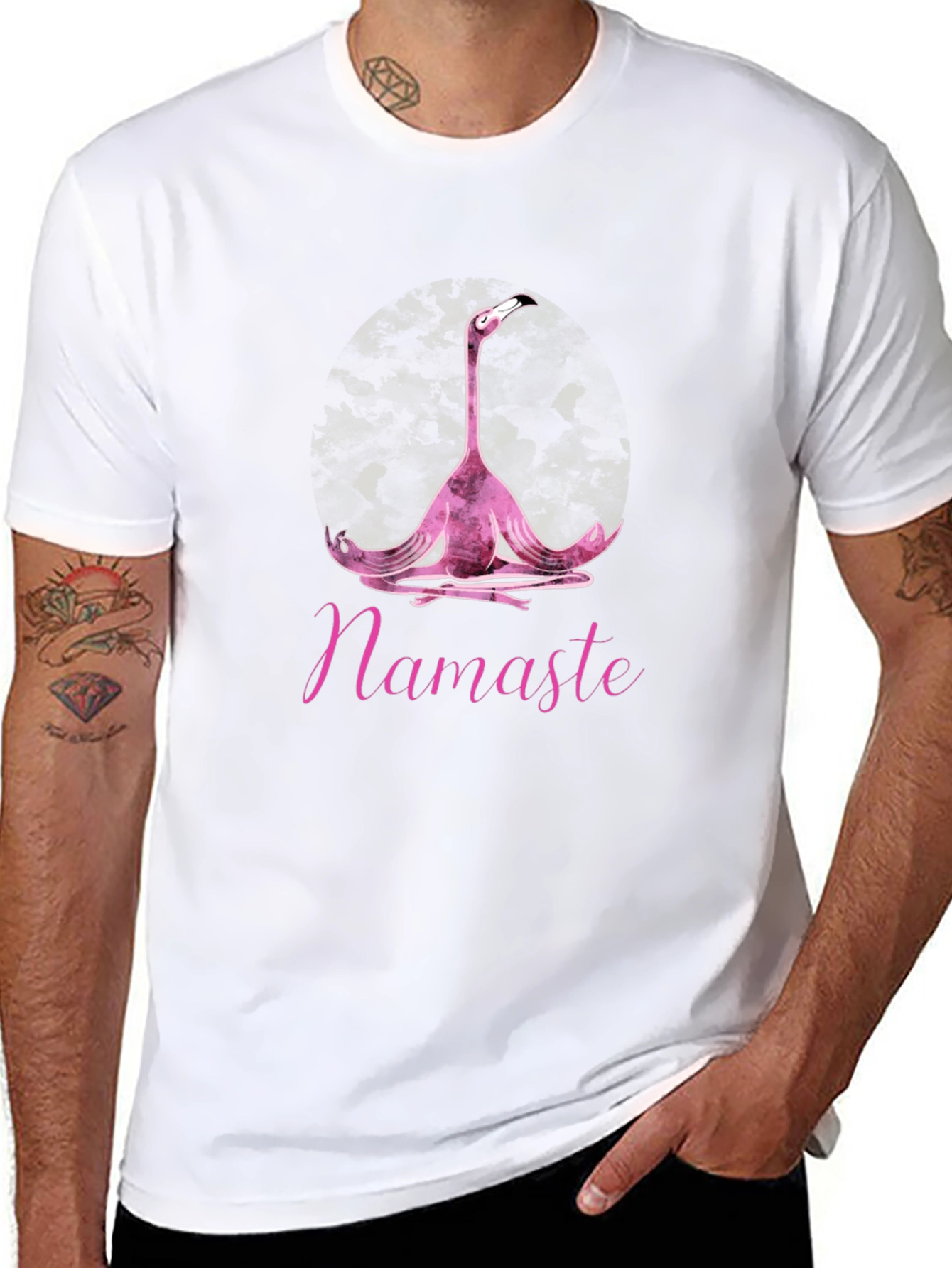 Namaste Yoga Flamingo T-Shirt - Black Cotton Tee