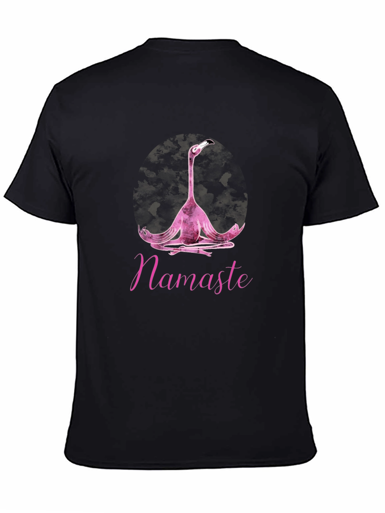 Namaste Yoga Flamingo T-Shirt - Black Cotton Tee