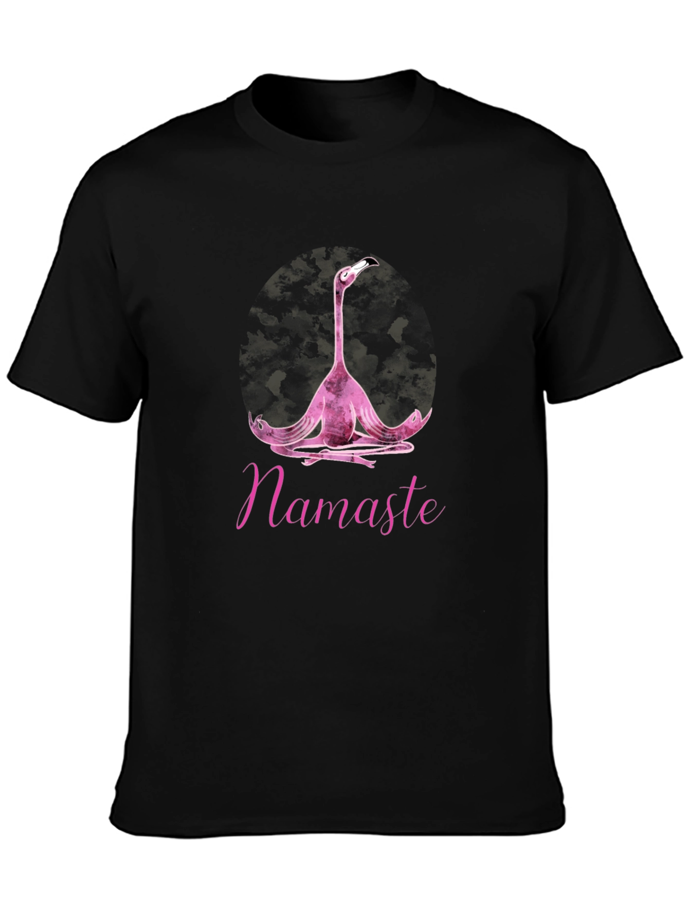 Namaste Yoga Flamingo T-Shirt - Black Cotton Tee