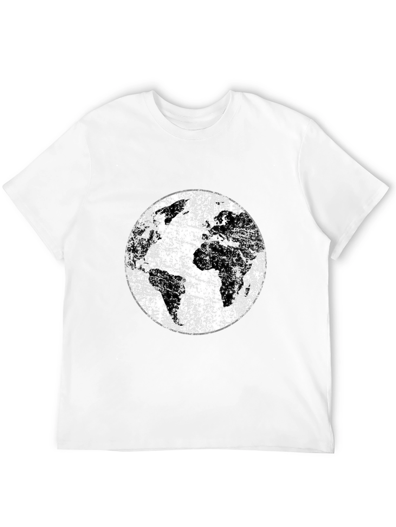 Distressed Earth Graphic Tee - Black Cotton T-Shirt