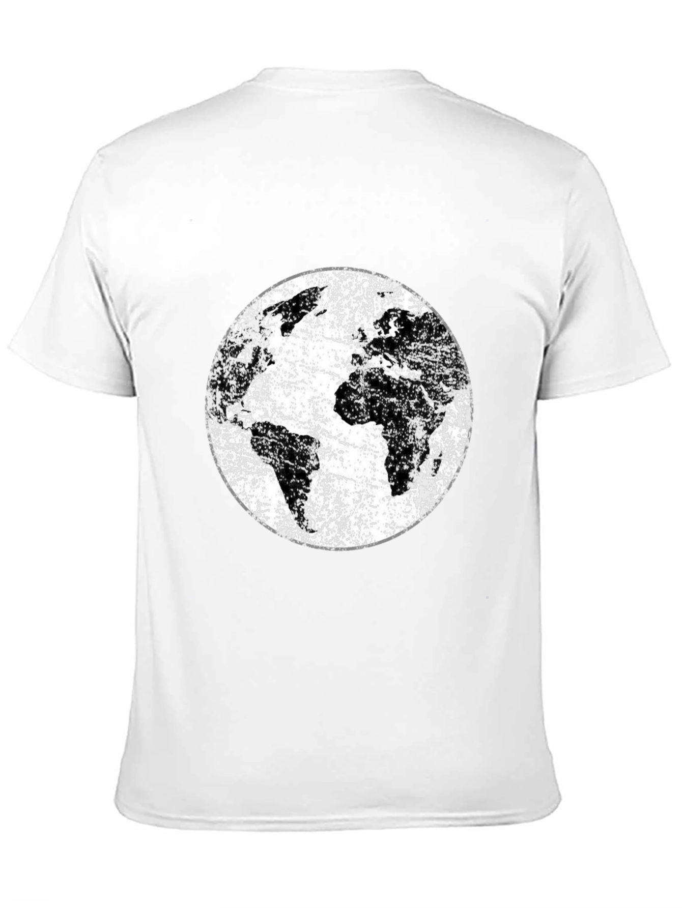 Distressed Earth Graphic Tee - Black Cotton T-Shirt