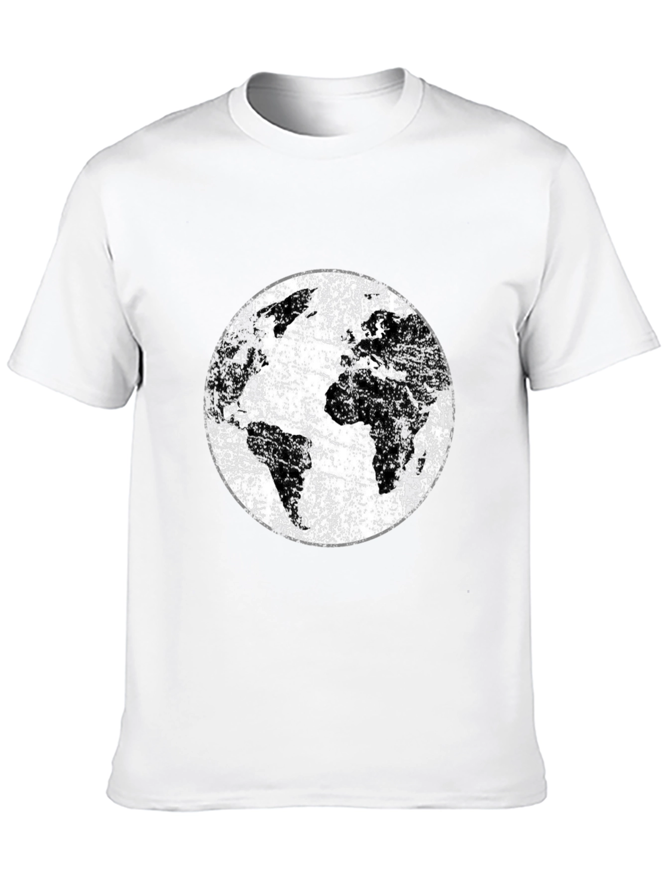 Distressed Earth Graphic Tee - Black Cotton T-Shirt