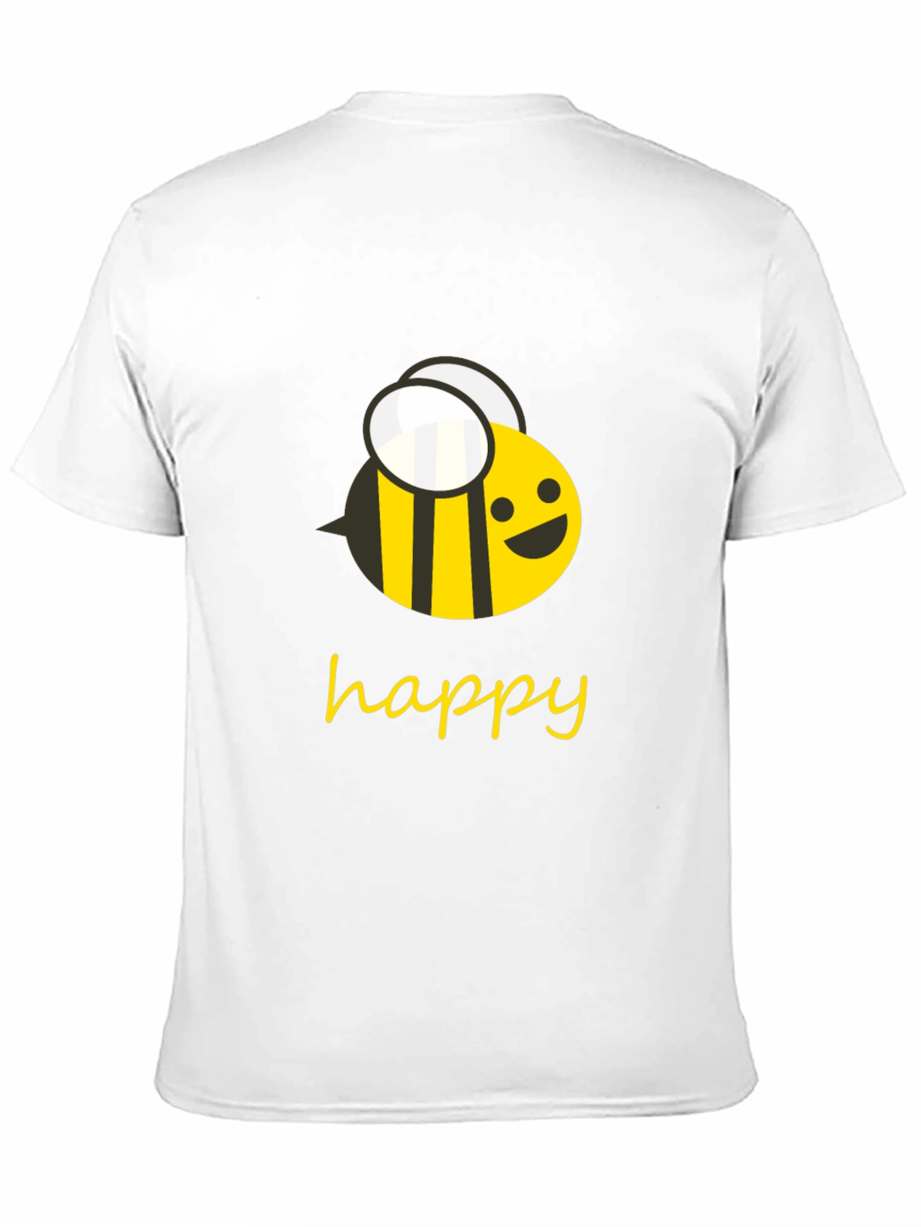 Happy Bee Graphic Tee - Black Cotton T-Shirt