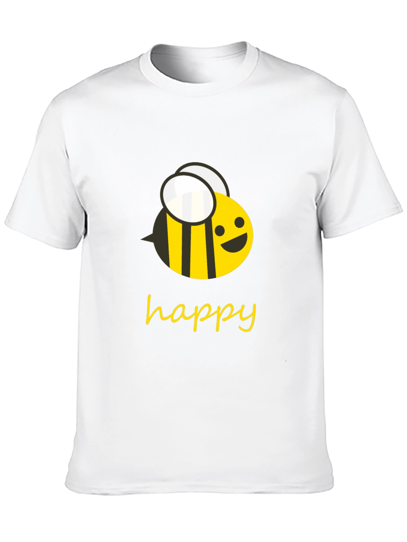 Happy Bee Graphic Tee - Black Cotton T-Shirt