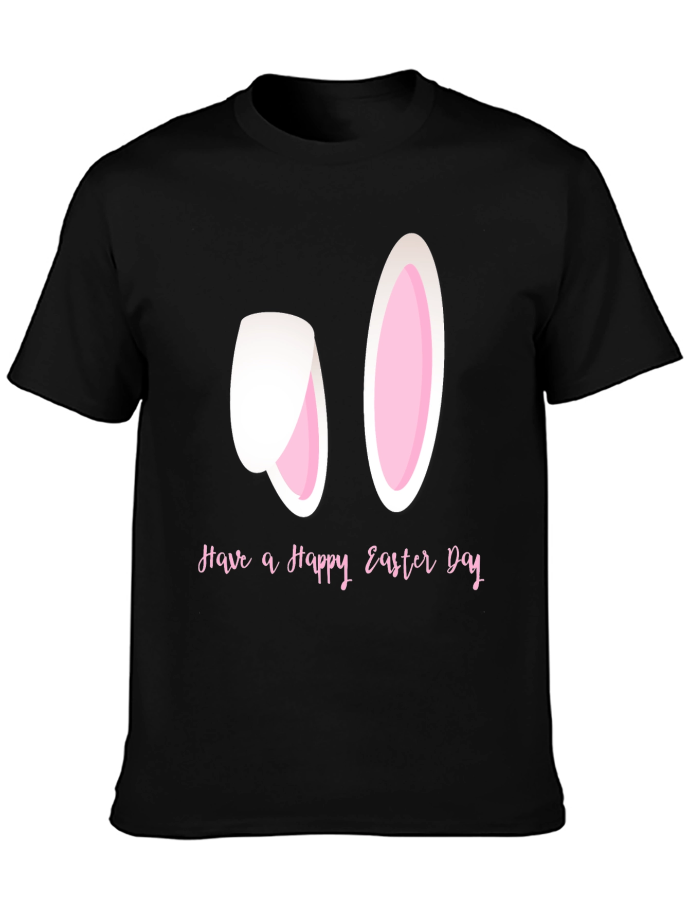Happy Easter Bunny Ears T-Shirt - Black