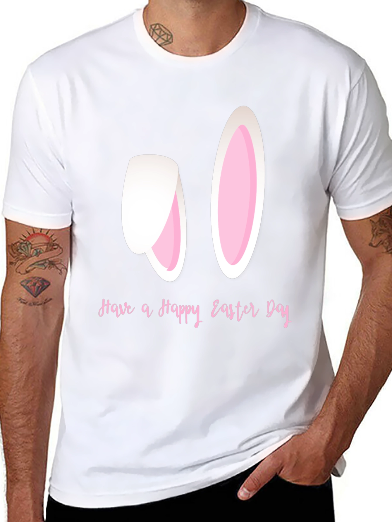 Happy Easter Bunny Ears T-Shirt - Black