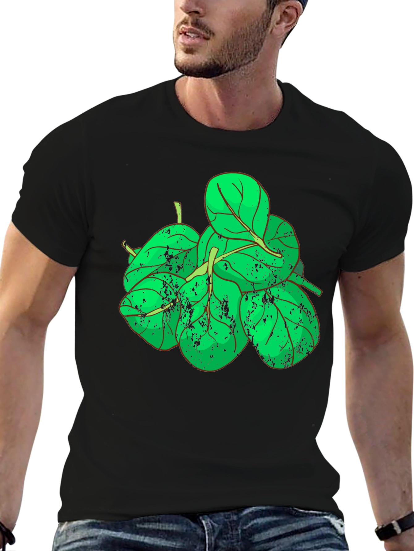 Spinach Graphic Black T-Shirt