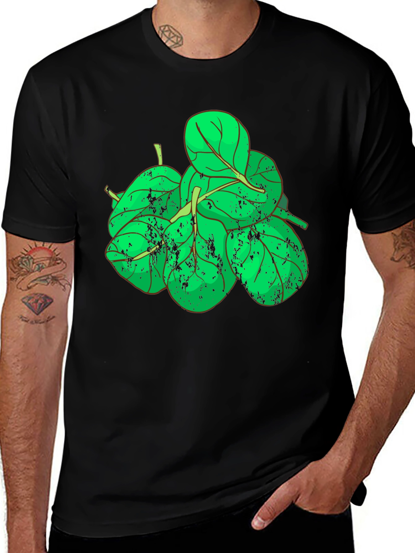 Spinach Graphic Black T-Shirt