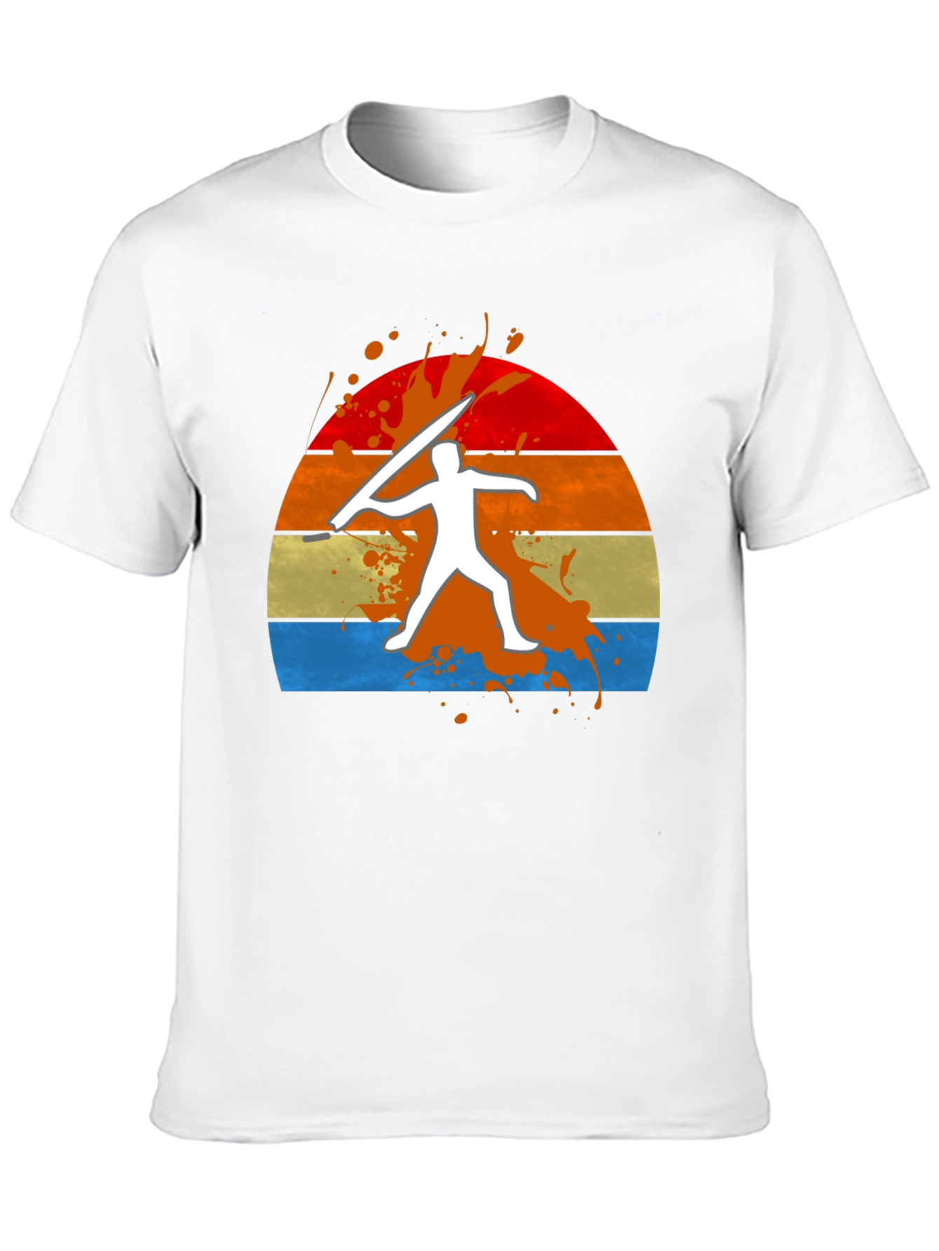 Javelin Thrower Graphic Tee - Retro Sunset Design