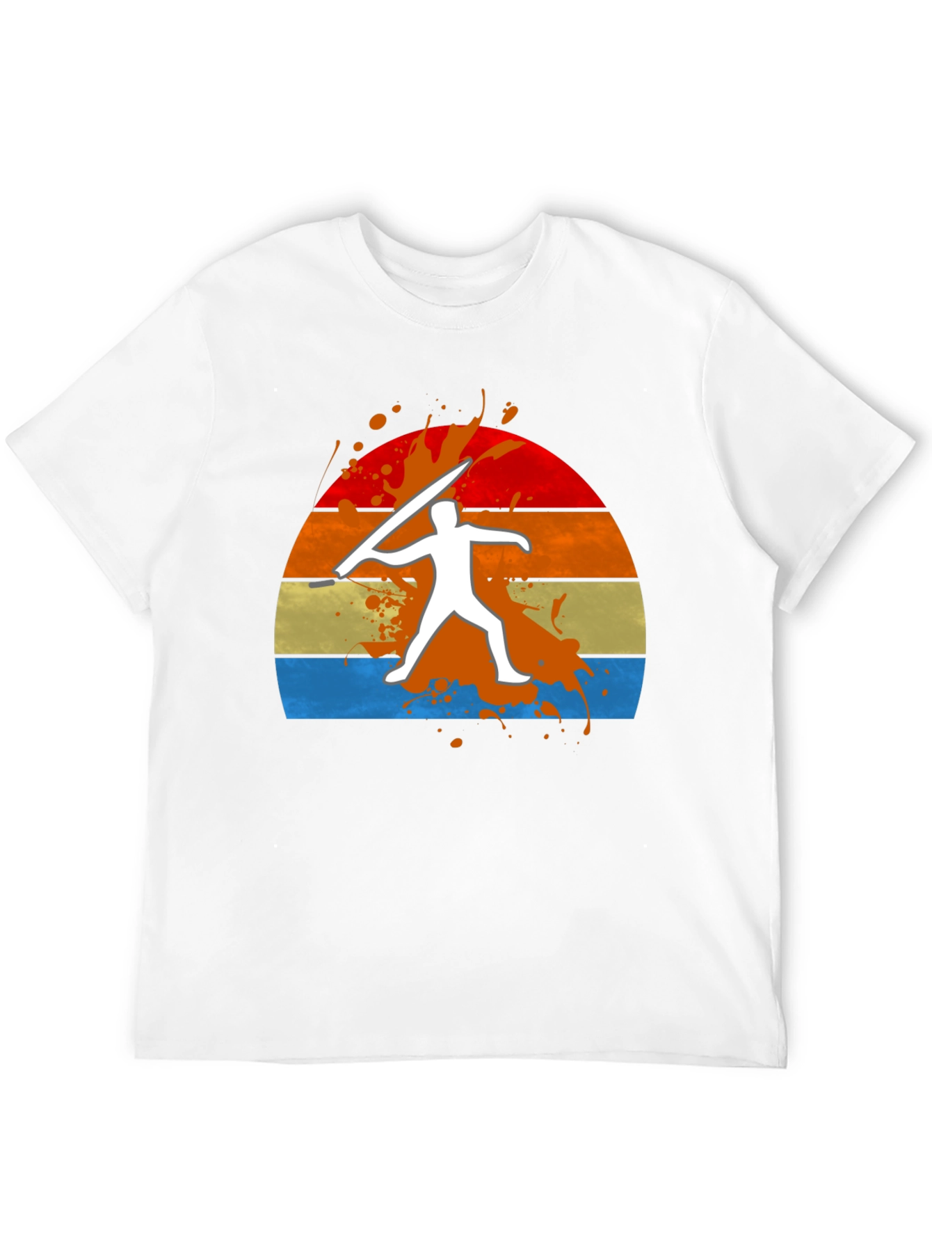 Javelin Thrower Graphic Tee - Retro Sunset Design