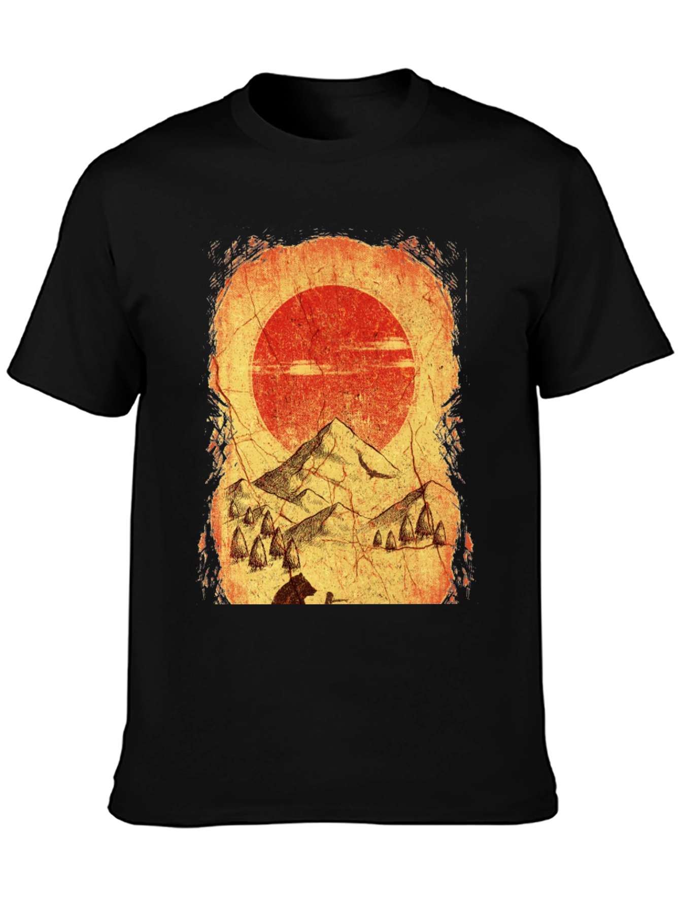 Mountain Scene Graphic Tee - Black