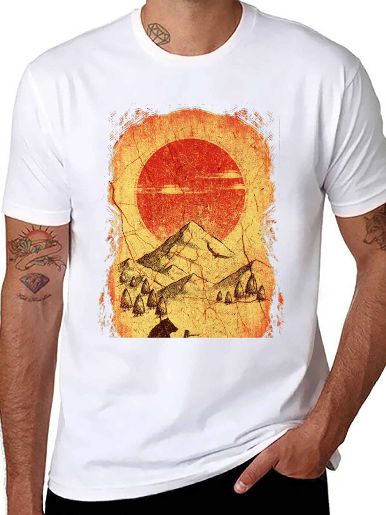 Mountain Scene Graphic Tee - Black
