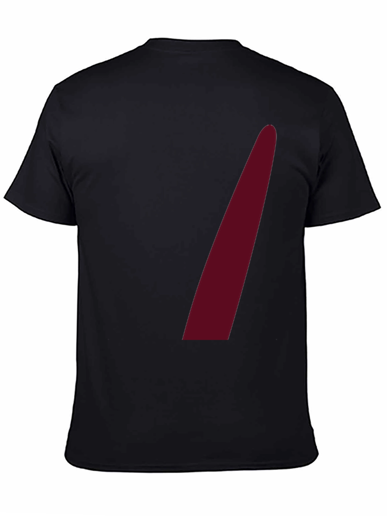 Mens Black Crew Neck Tee with Maroon Accent