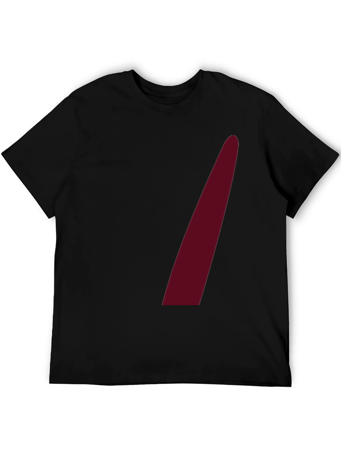 Mens Black Crew Neck Tee with Maroon Accent