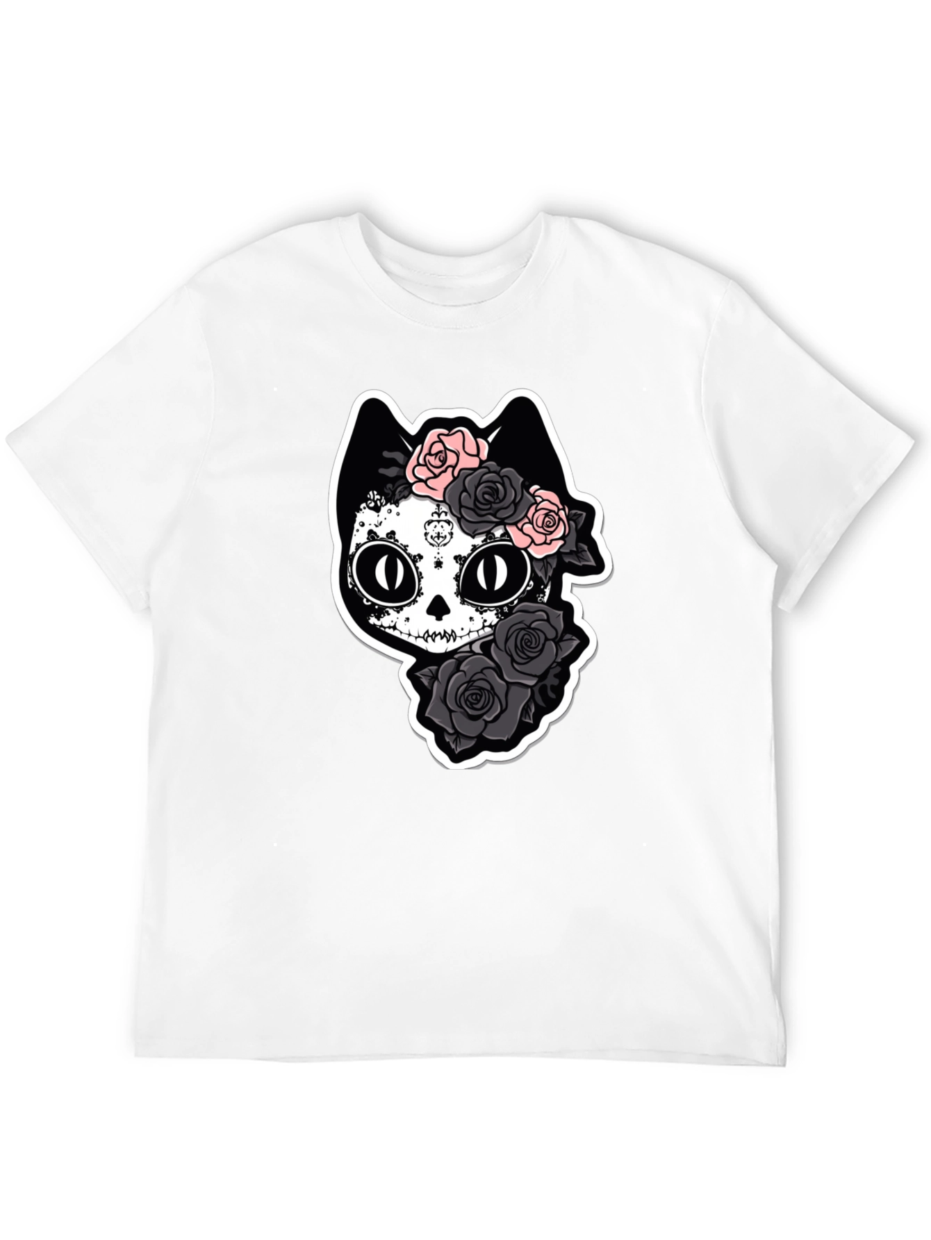 Sugar Skull Cat T-Shirt - Black
