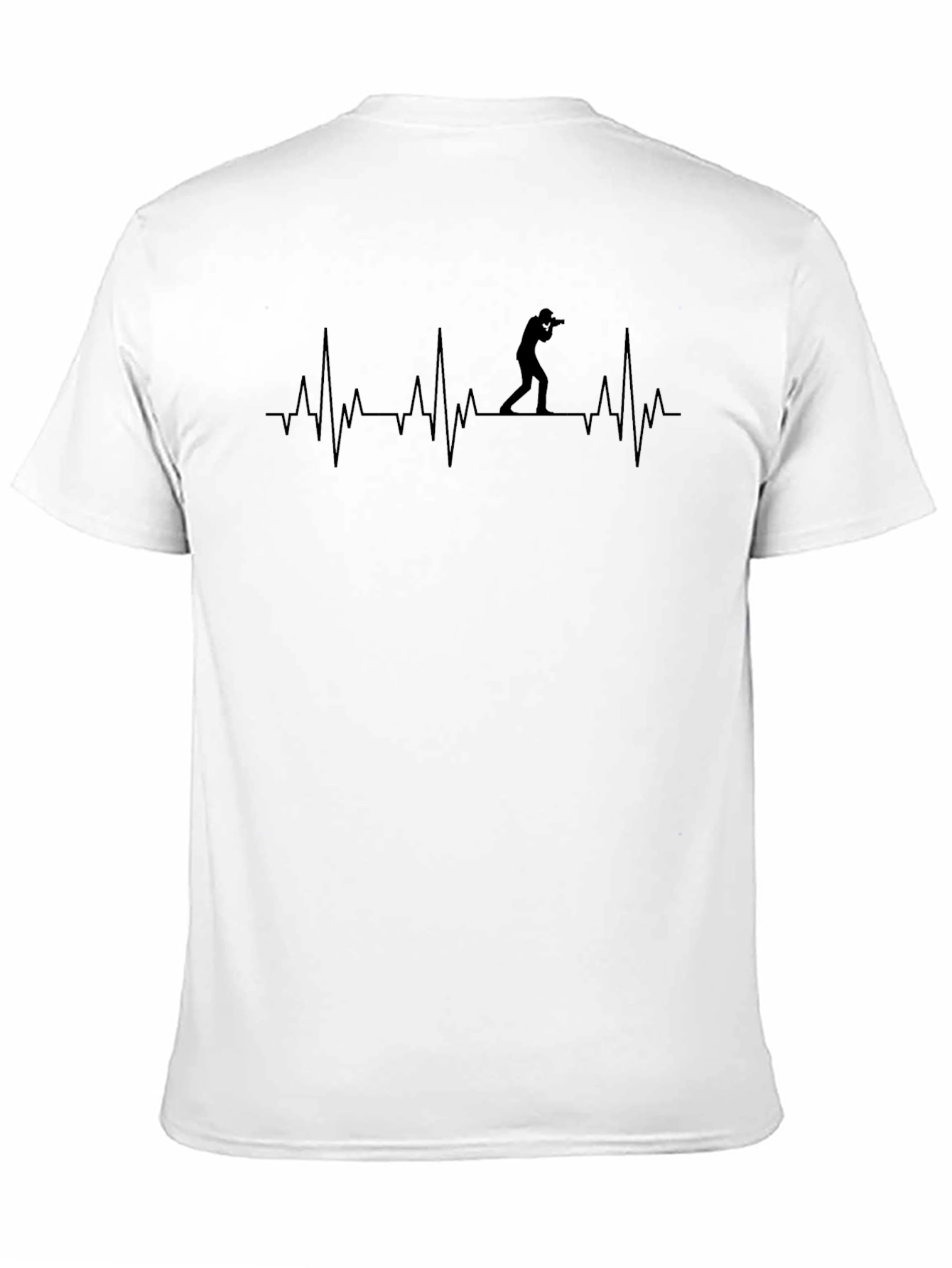 Photographer Heartbeat Graphic Tee - Black Cotton T-Shirt