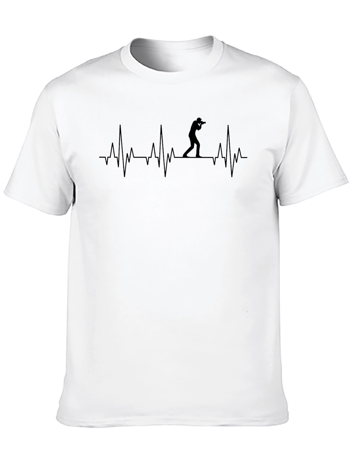 Photographer Heartbeat Graphic Tee - Black Cotton T-Shirt