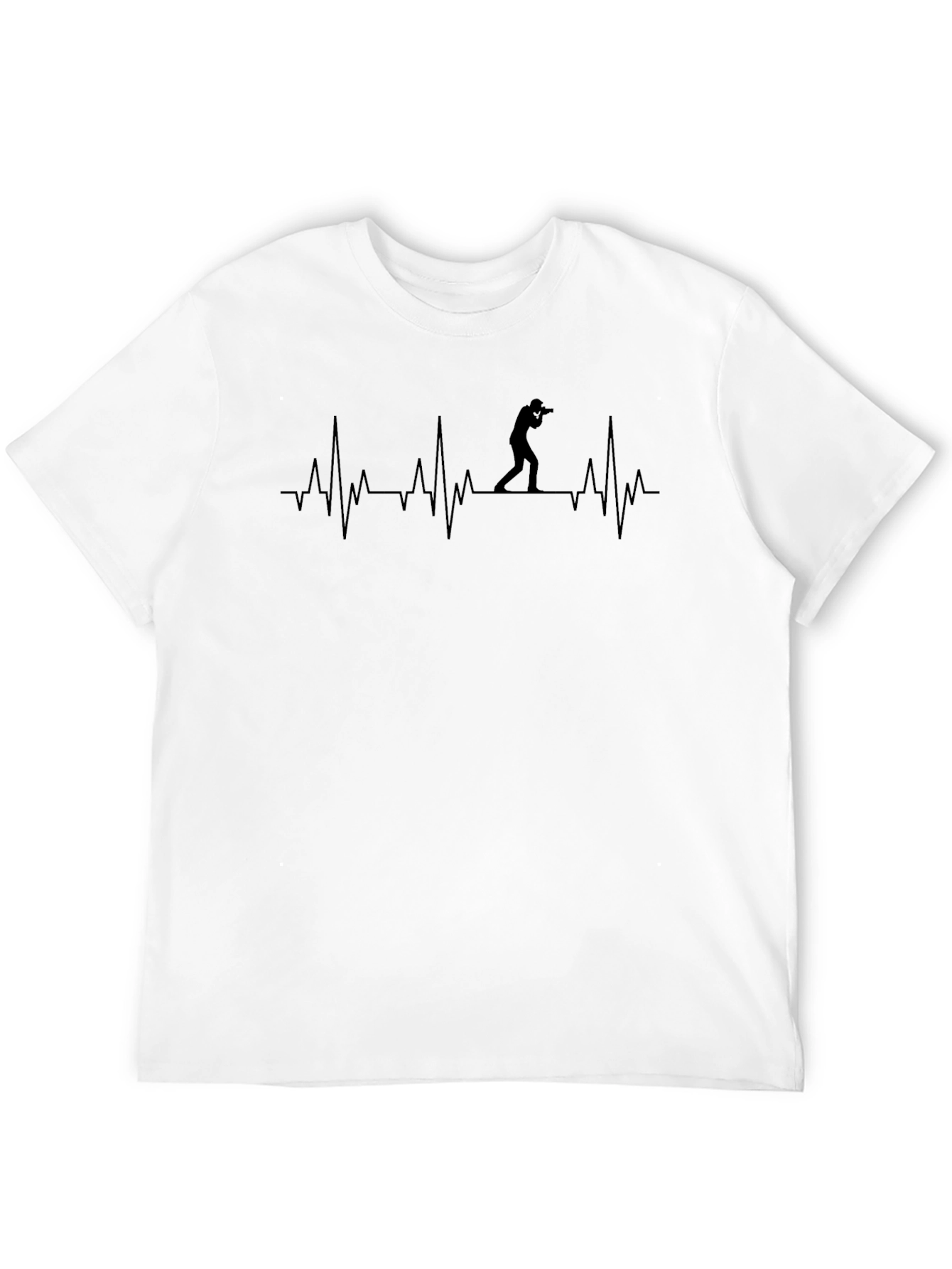 Photographer Heartbeat Graphic Tee - Black Cotton T-Shirt