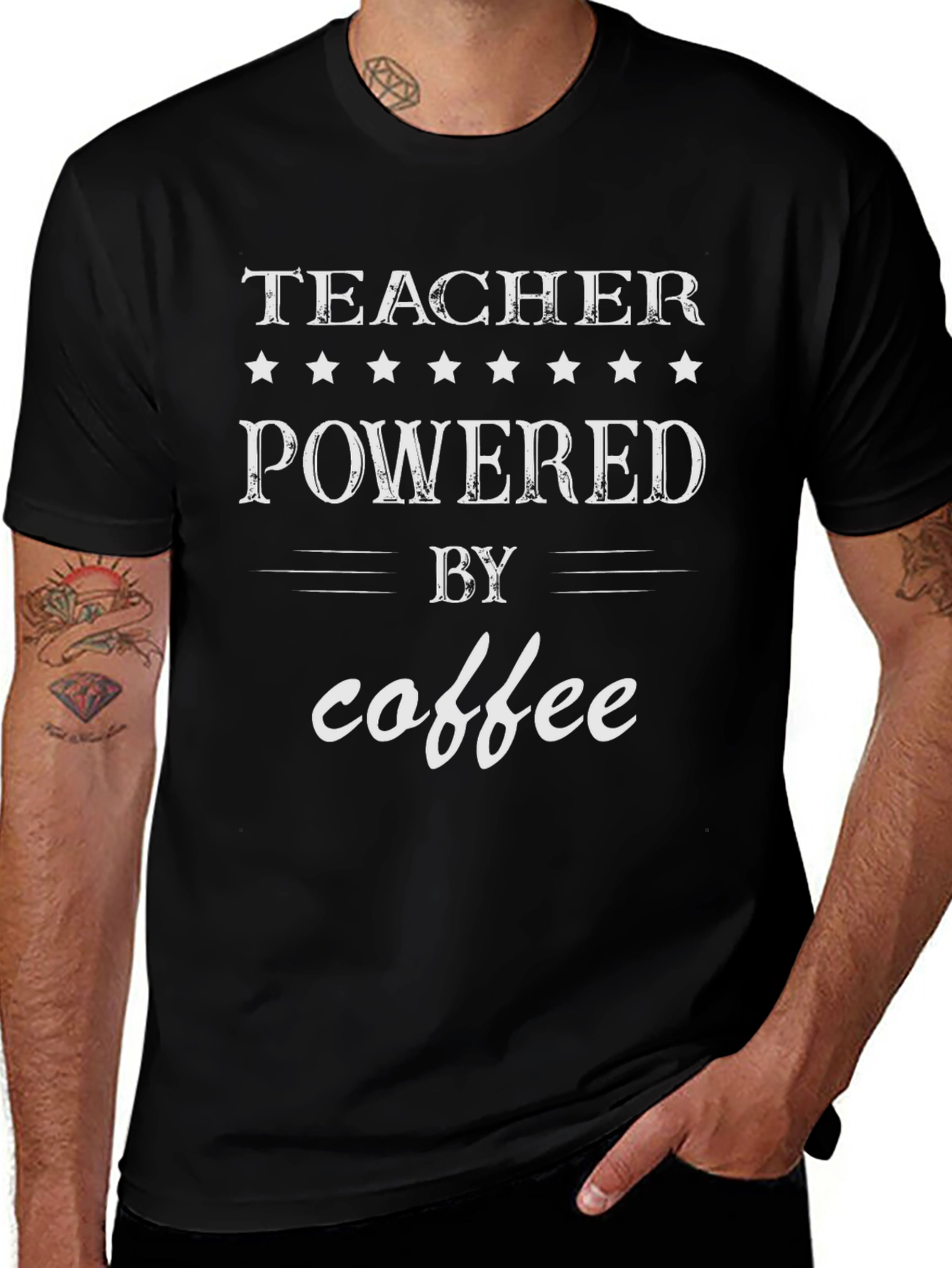 Teacher Powered By Coffee Graphic Tee