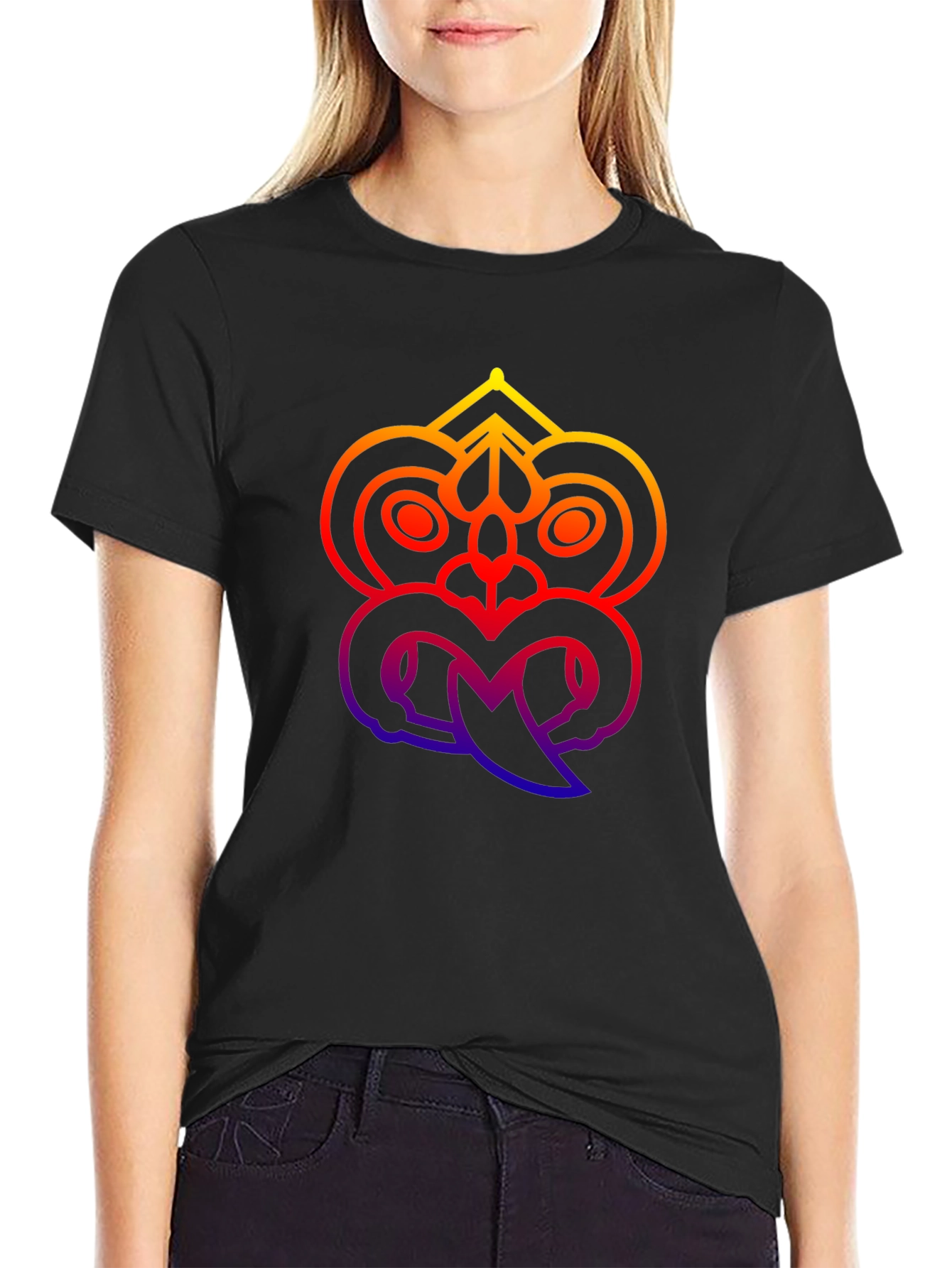 Tribal Mask Graphic Tee - Black Unisex T-Shirt