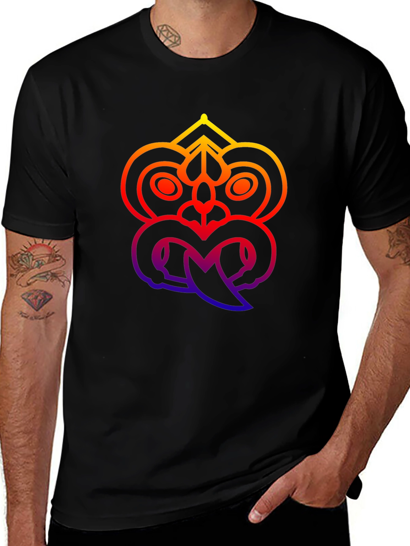 Tribal Mask Graphic Tee - Black Unisex T-Shirt