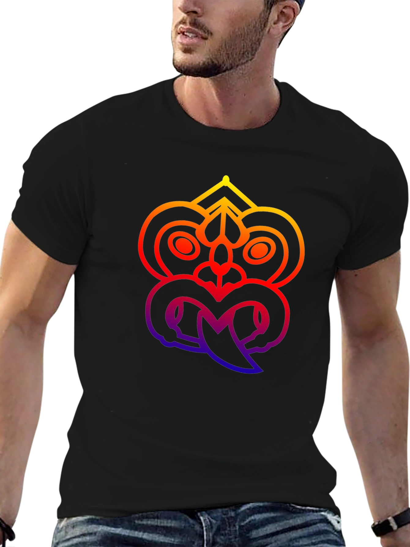 Tribal Mask Graphic Tee - Black Unisex T-Shirt