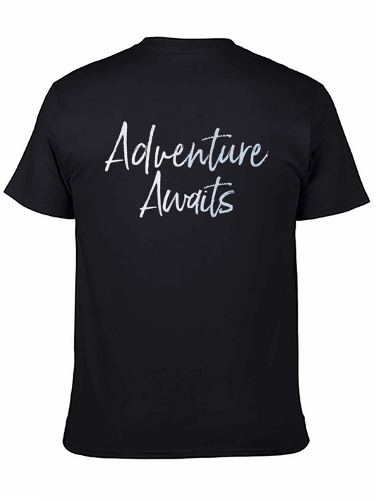 Adventure Awaits Graphic T-Shirt - Casual Black Tee