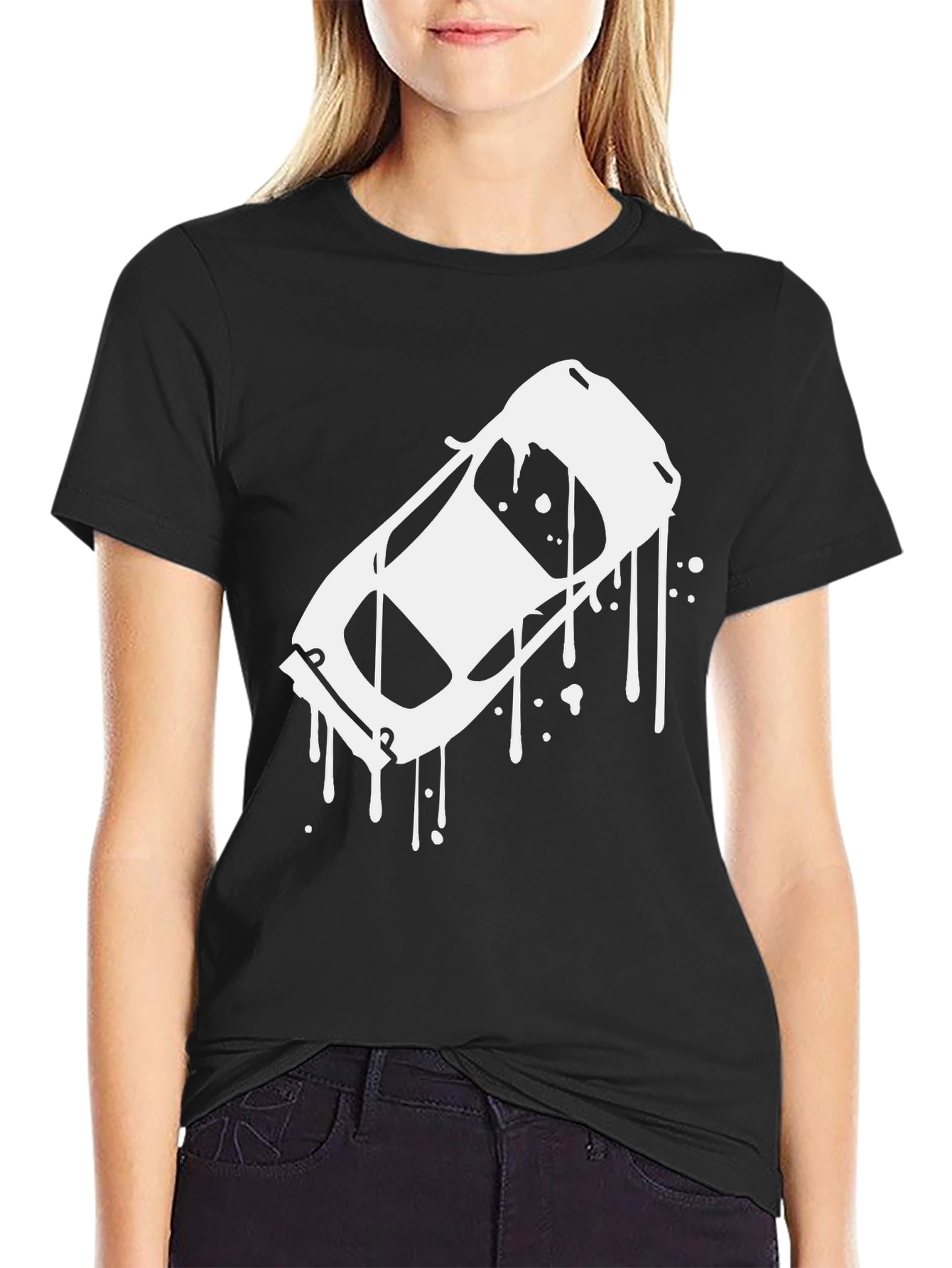 Black T-Shirt with Car Graphic Tee