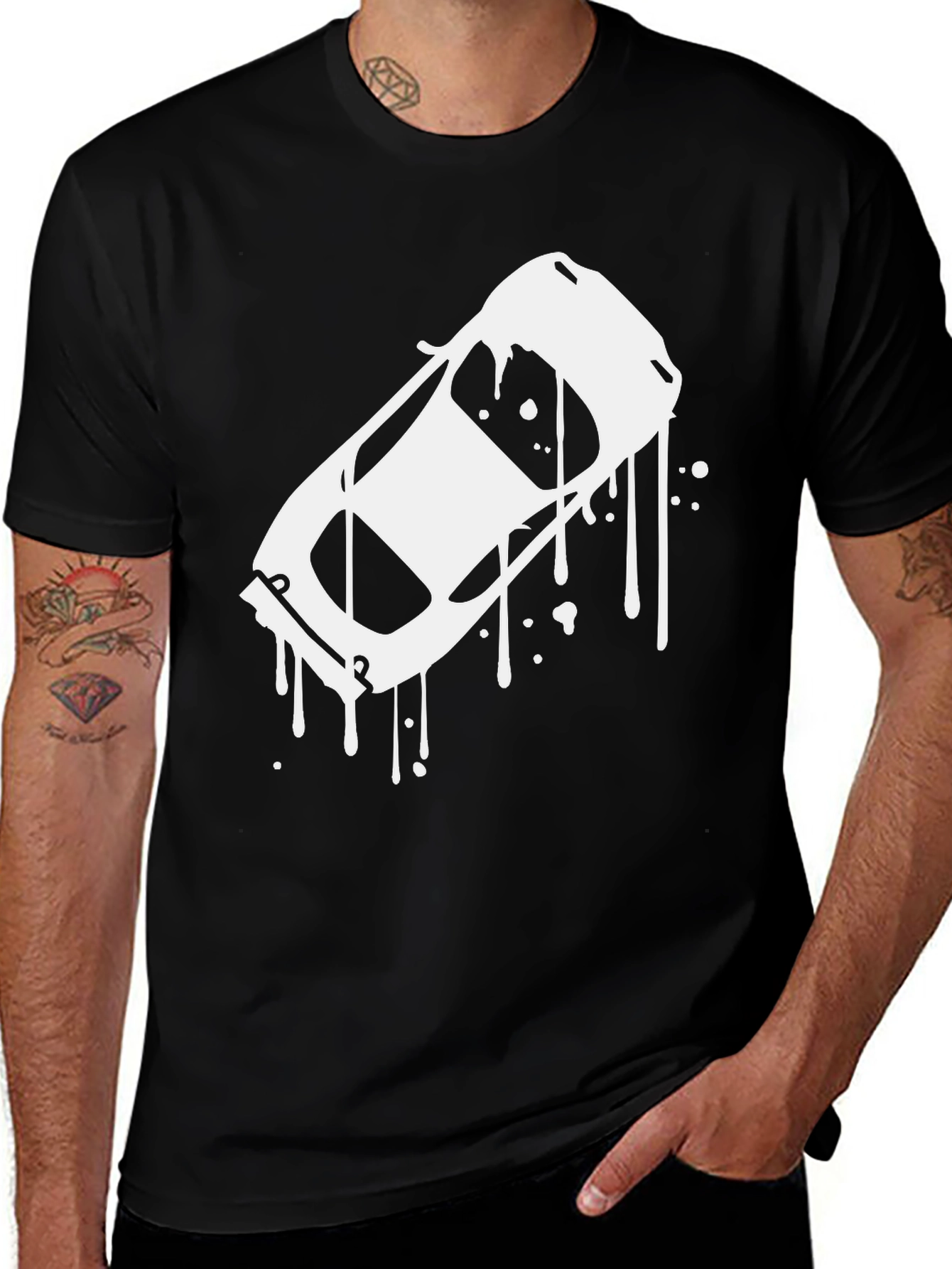 Black T-Shirt with Car Graphic Tee