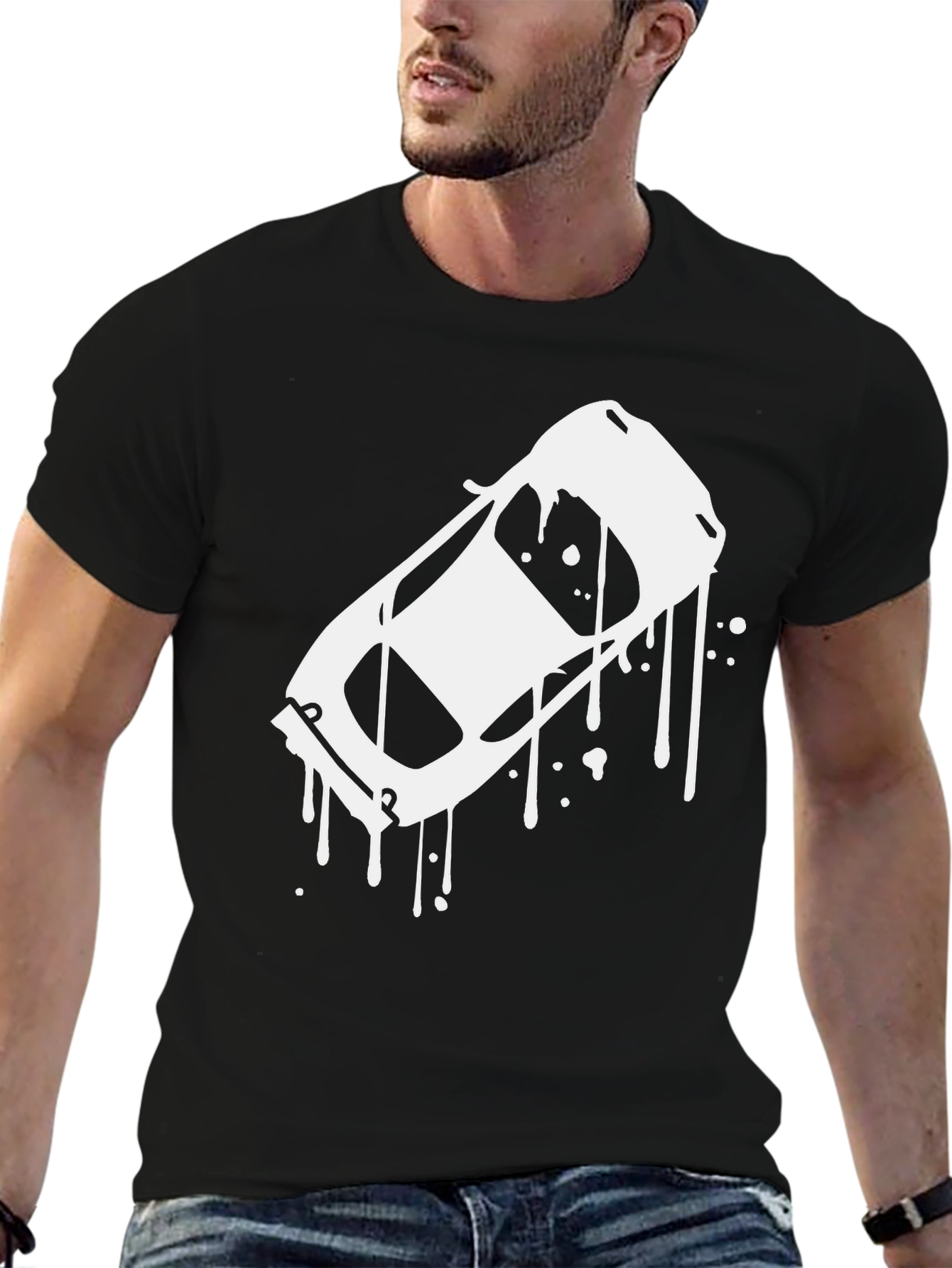 Black T-Shirt with Car Graphic Tee