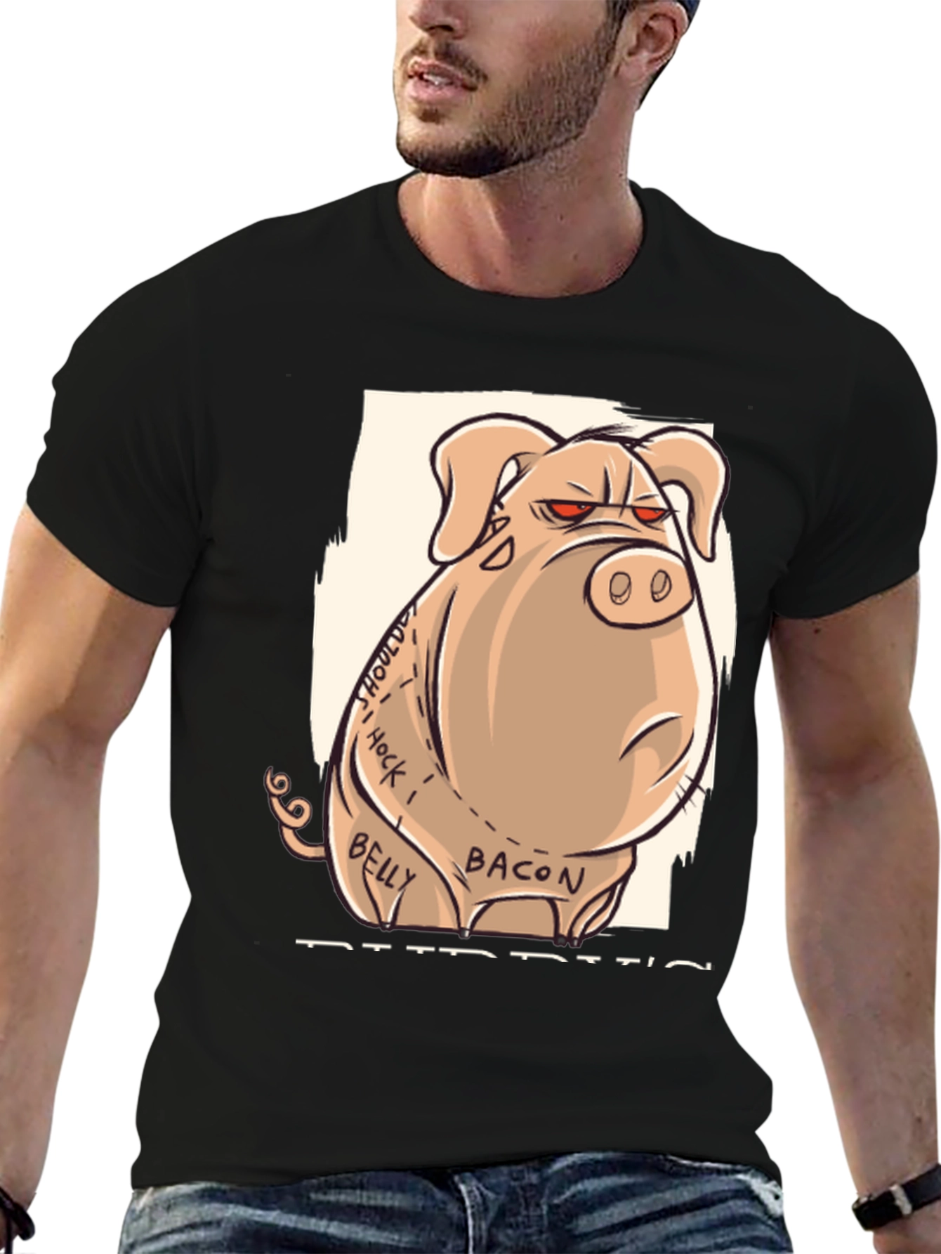 Funny Pig T-Shirt - Butcher Cut Anatomy Humor