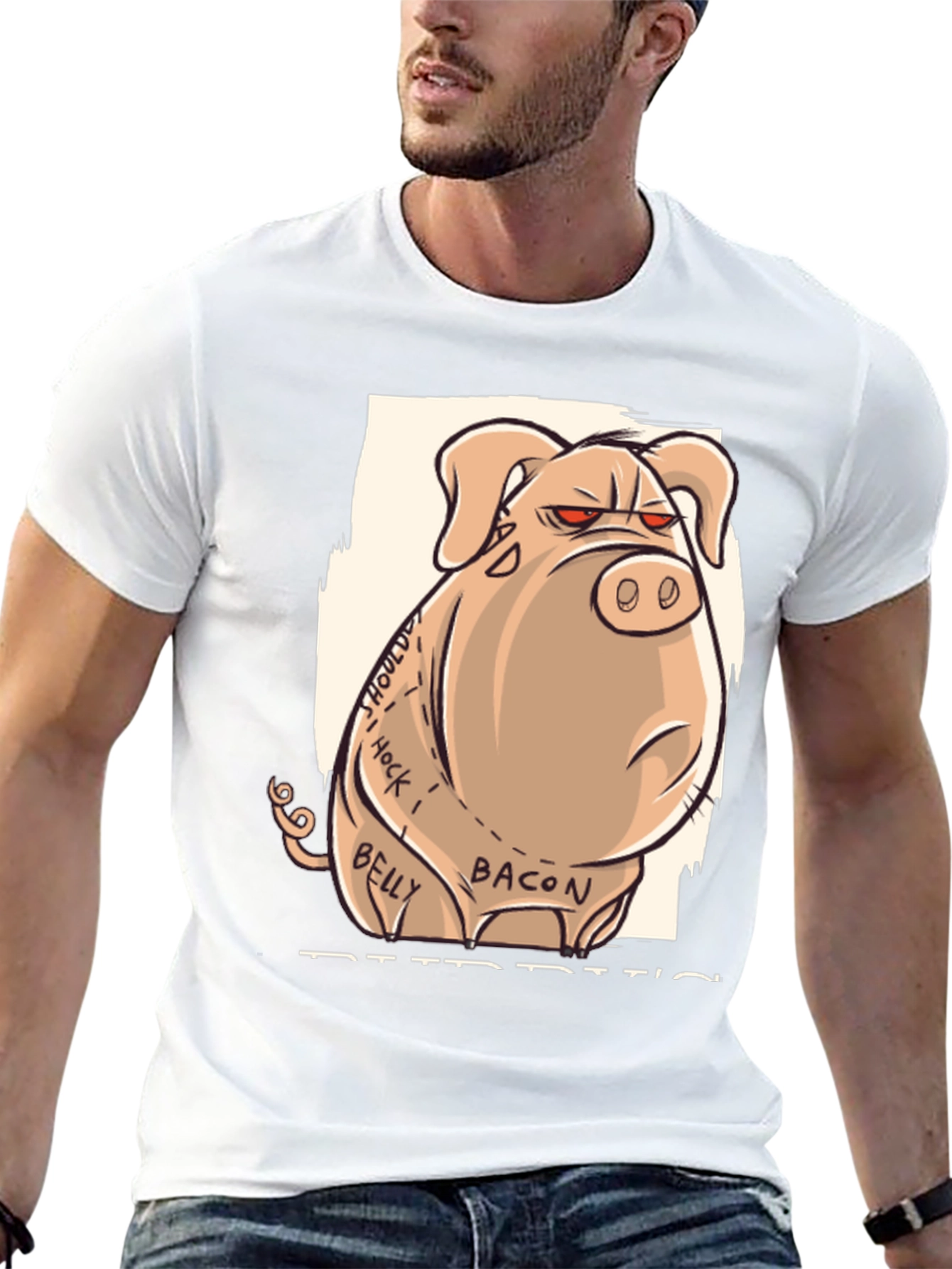 Funny Pig T-Shirt - Butcher Cut Anatomy Humor