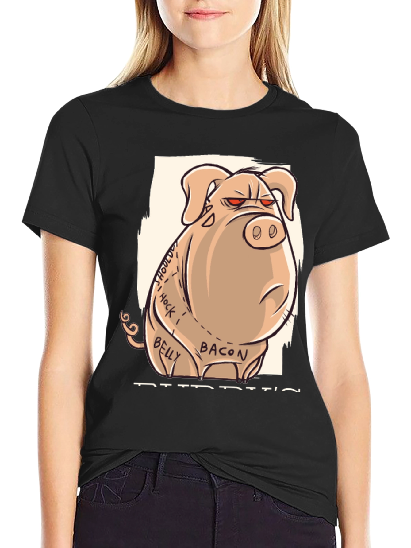 Funny Pig T-Shirt - Butcher Cut Anatomy Humor