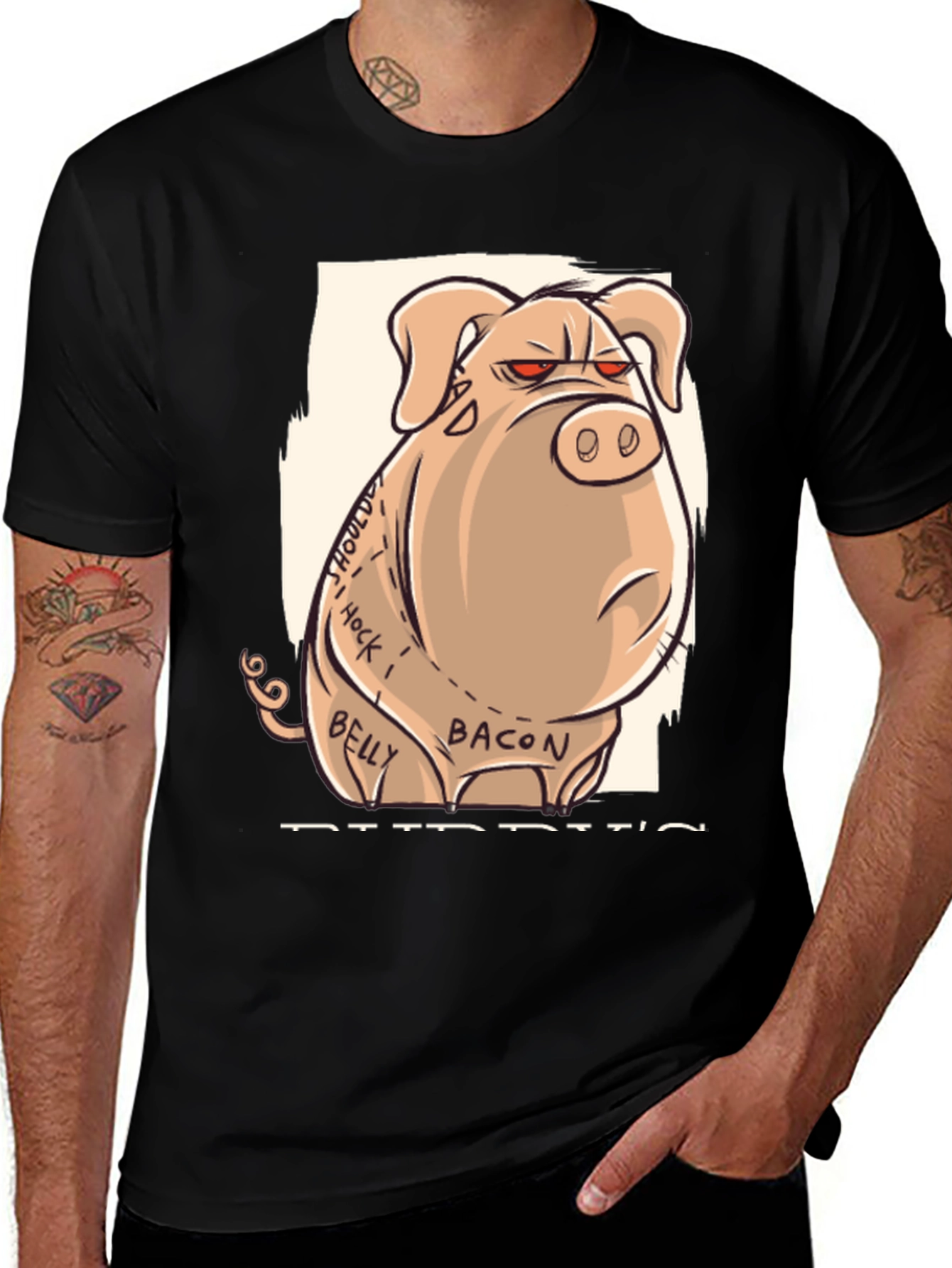 Funny Pig T-Shirt - Butcher Cut Anatomy Humor