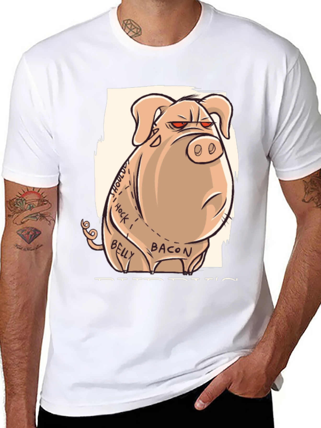 Funny Pig T-Shirt - Butcher Cut Anatomy Humor