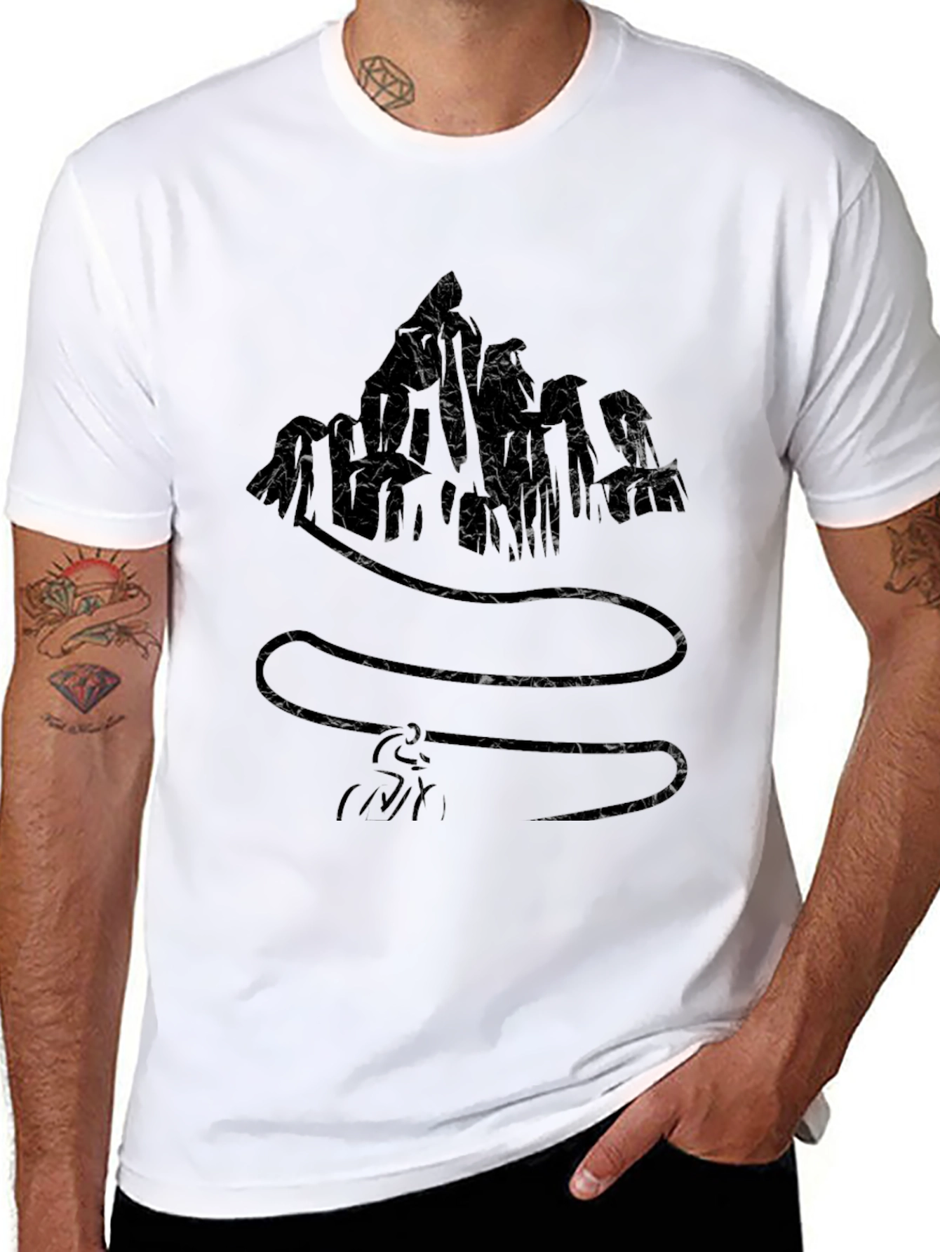 Textured Graphic Black T-Shirt
