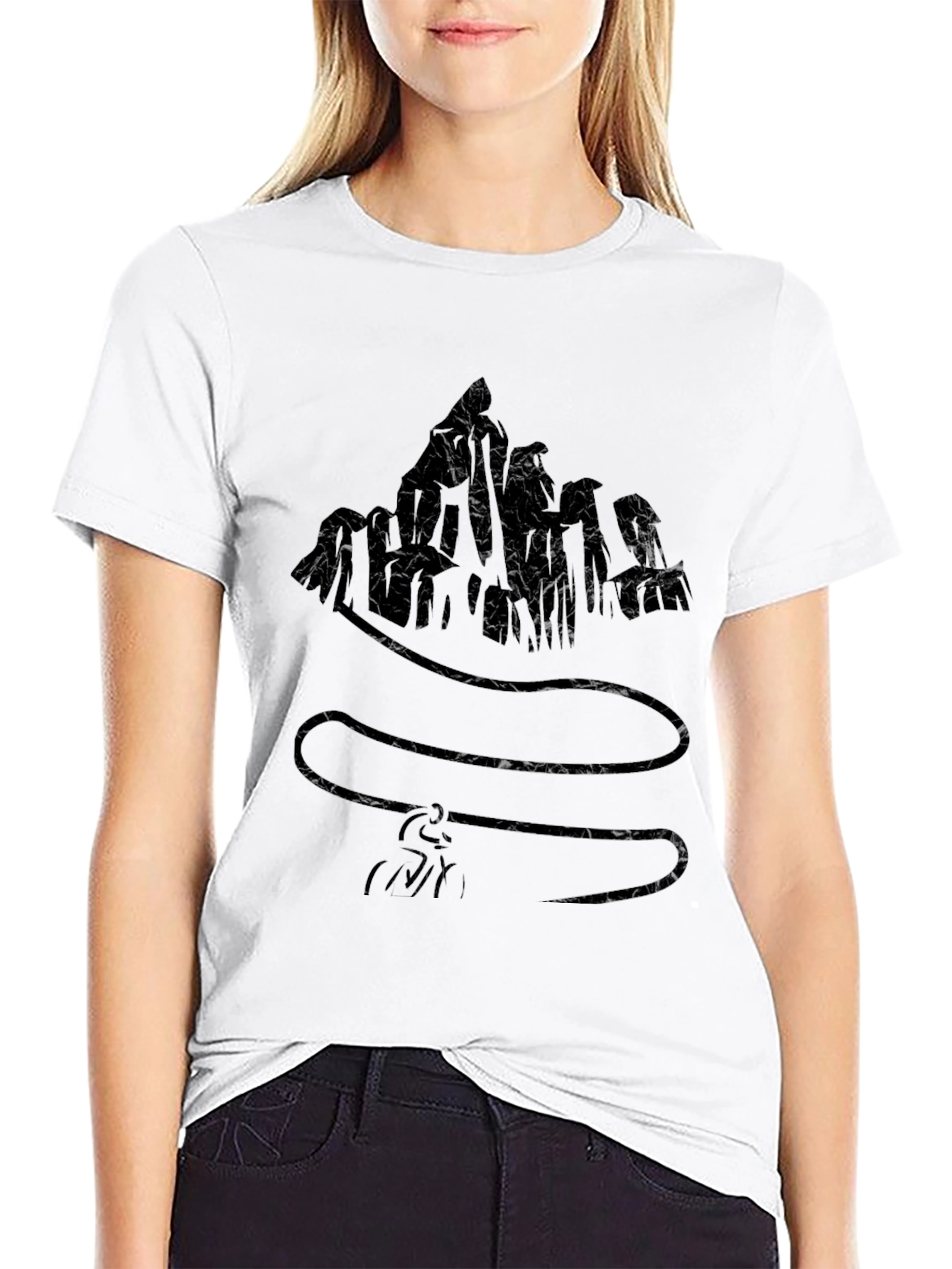 Textured Graphic Black T-Shirt