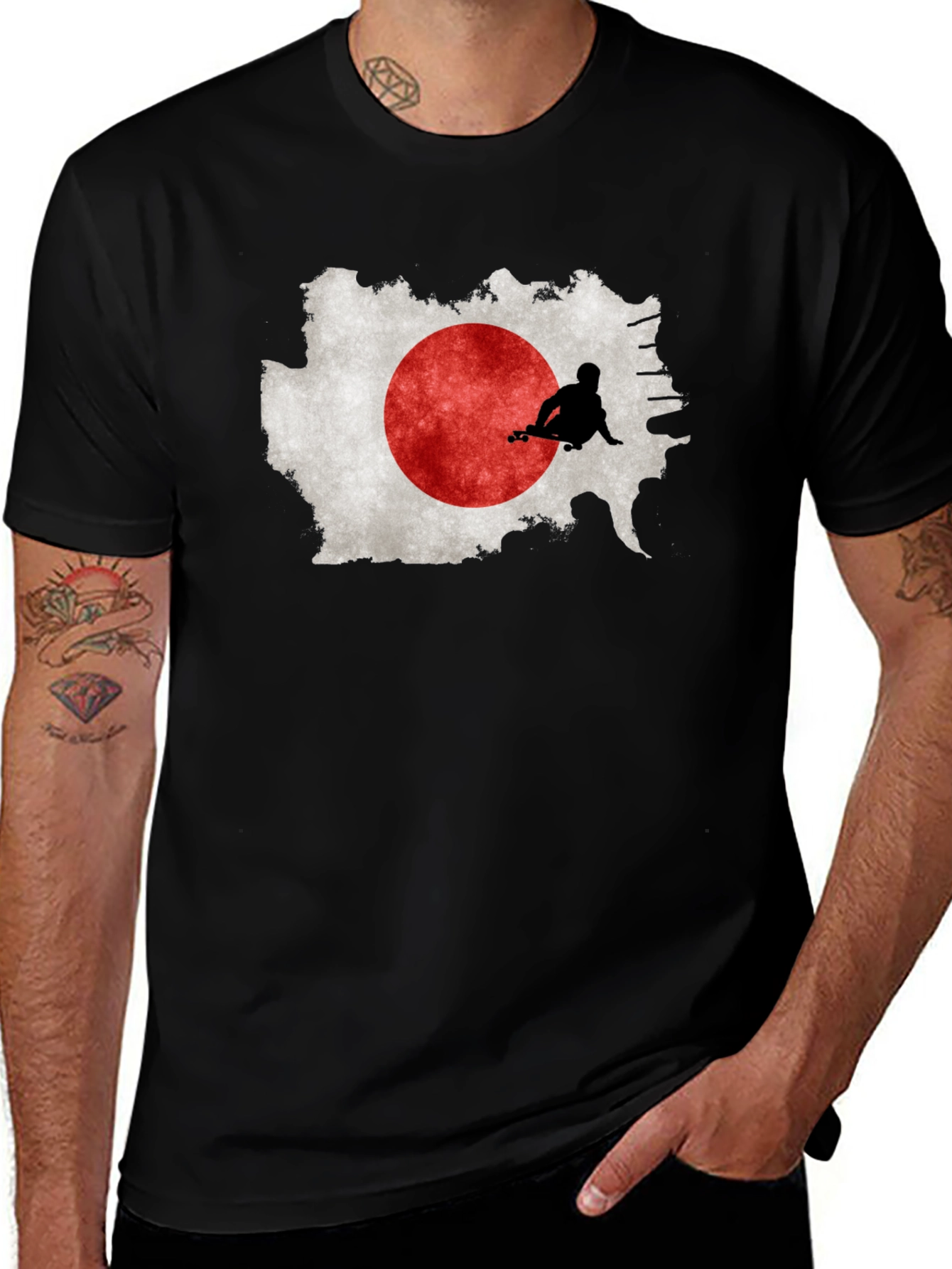 Japan Flag Skateboarder Graphic Tee